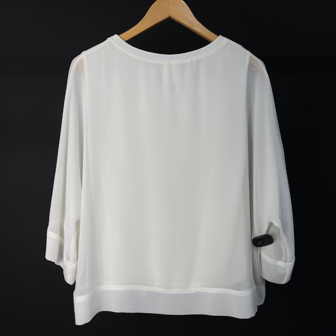 ZARA Blusa Manga Larga Blanco Talle S
