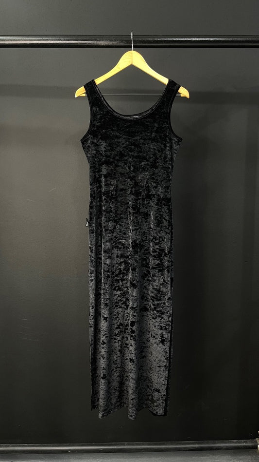 AGUA BLUES Vestido Sin Manga Negro Talle M