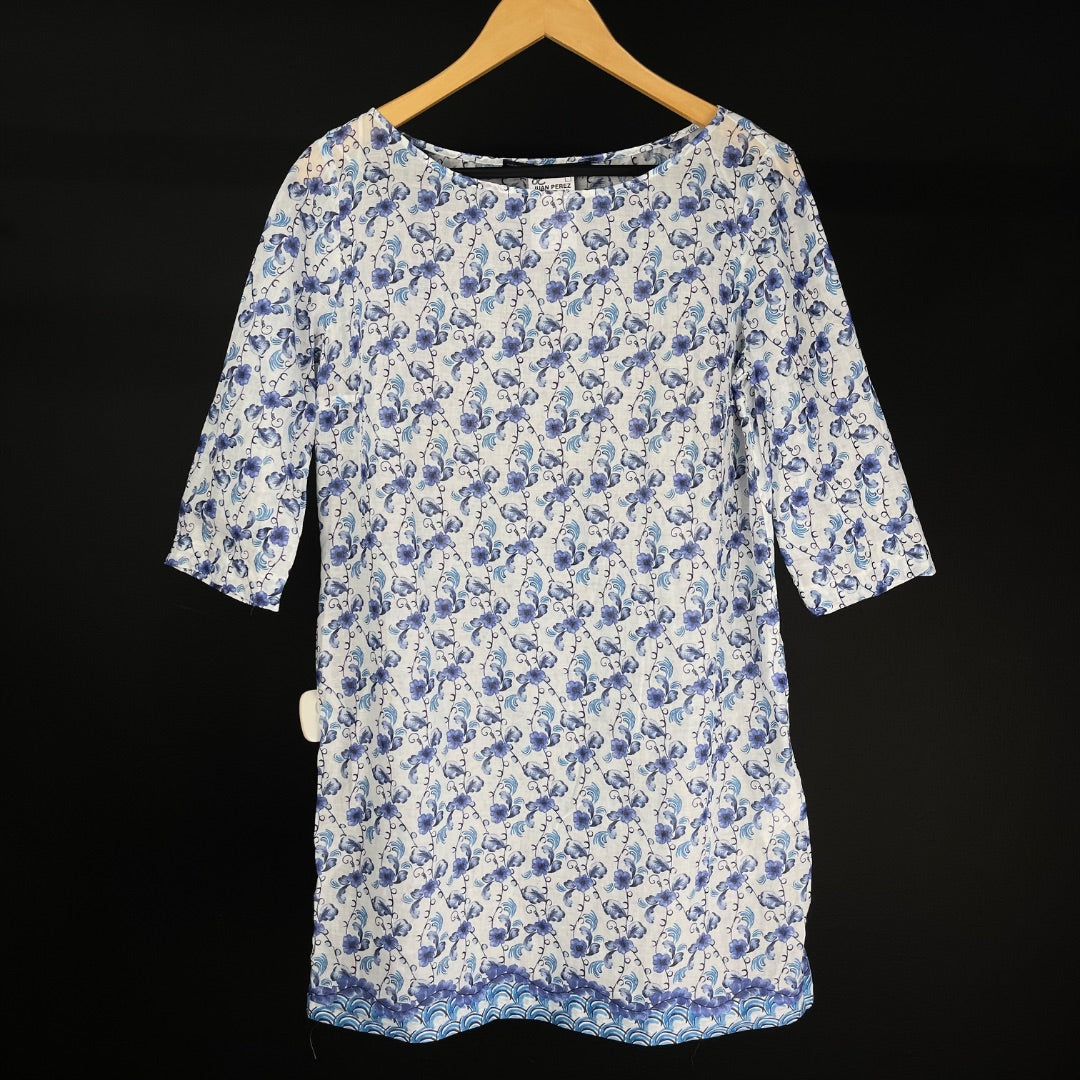 ZARA Vestido Manga 3/4 Azul Talle M