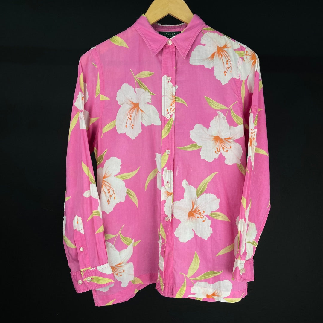 RALPH LAUREN Camisa Manga Larga Rosa Talle S