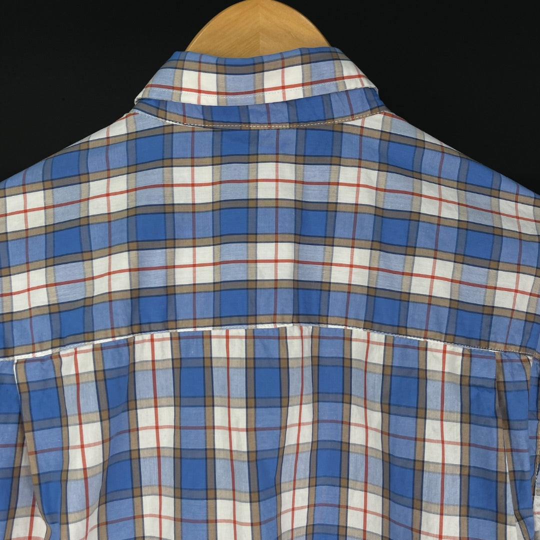 BROOKSFIELD Camisa Manga Larga Varios Cuadros Azules Talle 42