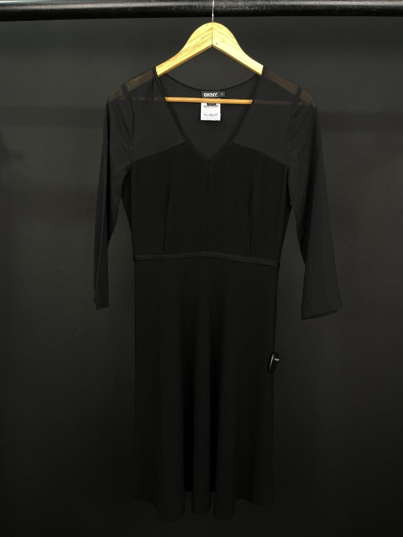 DKNY Vestido Manga Larga Negro Talle 2