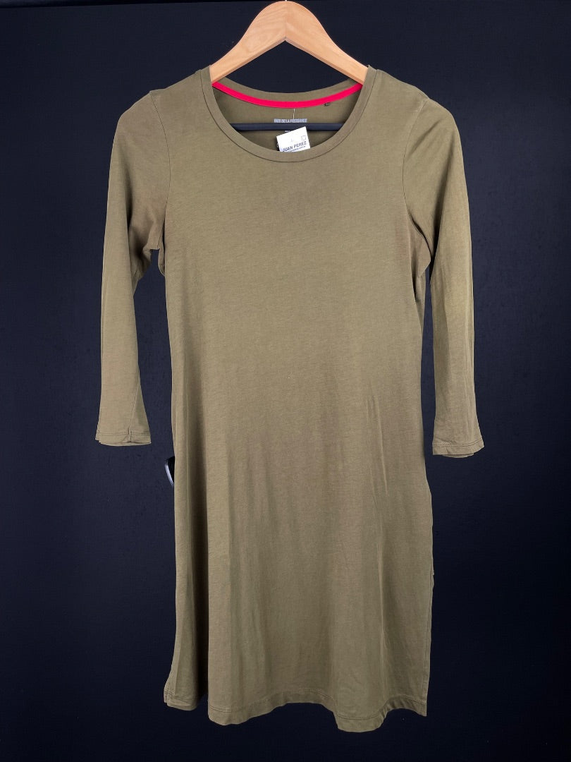 UNIQLO Vestido Manga 3/4 Verde Talle XS