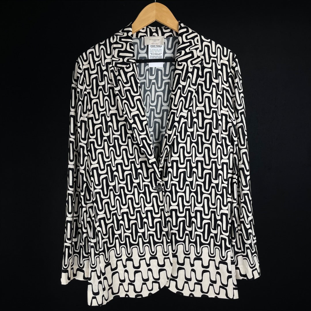 VIA MASINI Camisaco Beige Y Negro Talle 44
