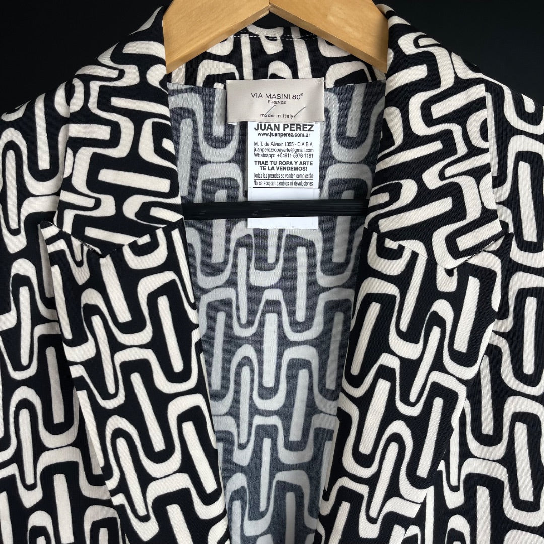 VIA MASINI Camisaco Beige Y Negro Talle 44