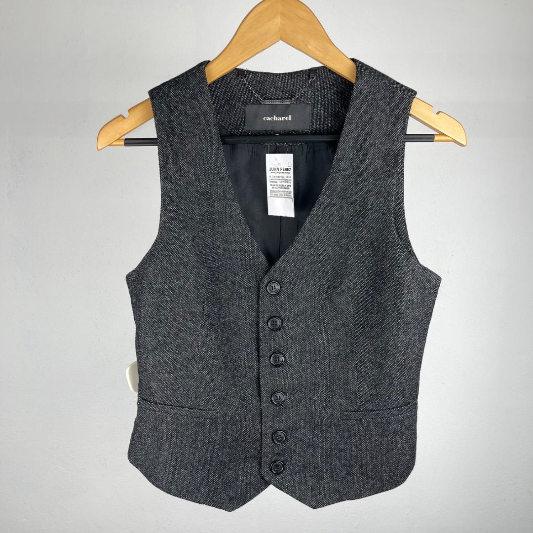 CACHAREL Chaleco Corto Gris Talle L