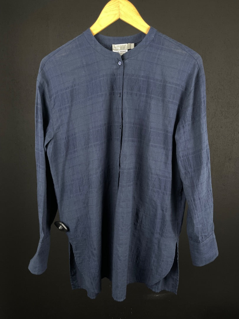 VINCE Blusa Manga Larga Azul Talle S