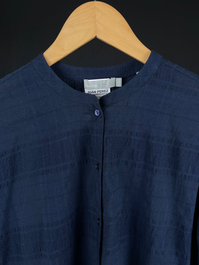 VINCE Blusa Manga Larga Azul Talle S