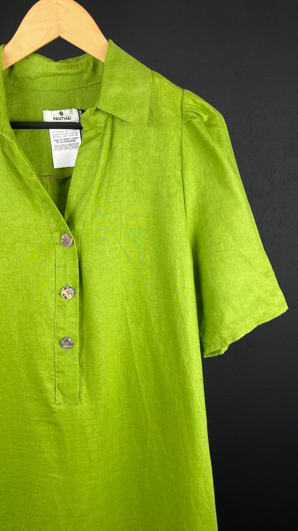 PANTHAI Vestido Manga Corta Verde Talle M