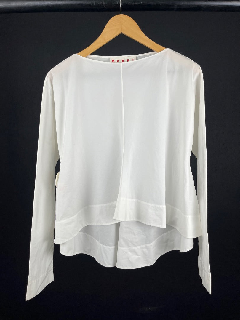 MARNI Blusa Manga Larga Blanco Talle 40