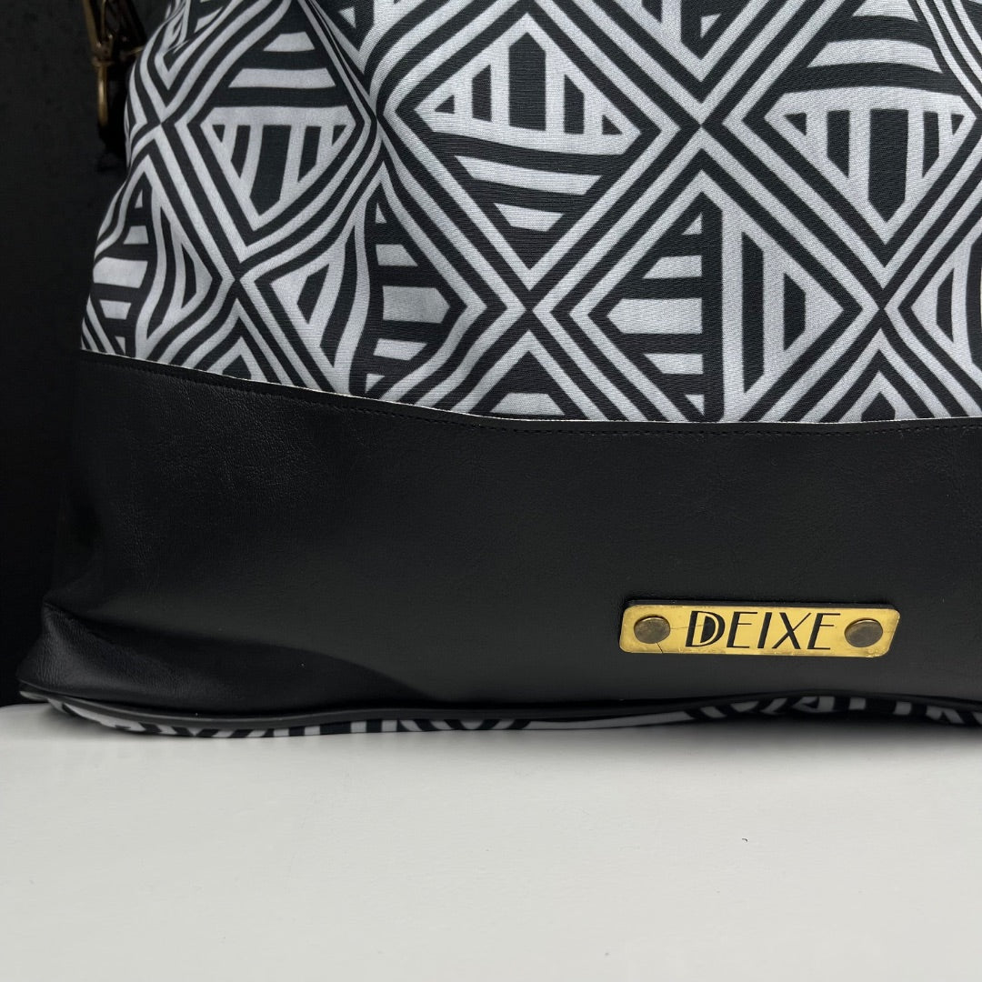 DEIXE Bolso Gris y Negro Talle Unico