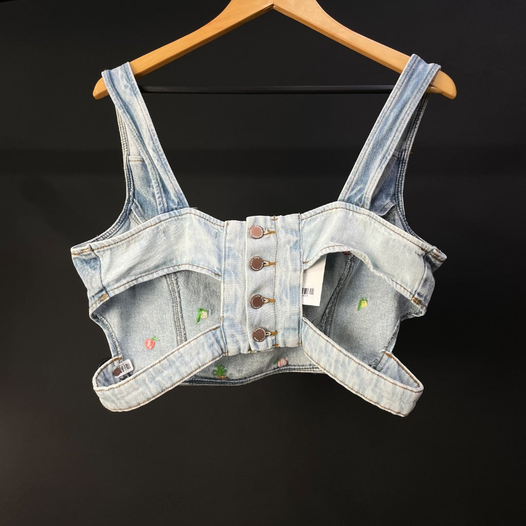 BLUE STEEL Top Sin Mangas Celeste Talle L