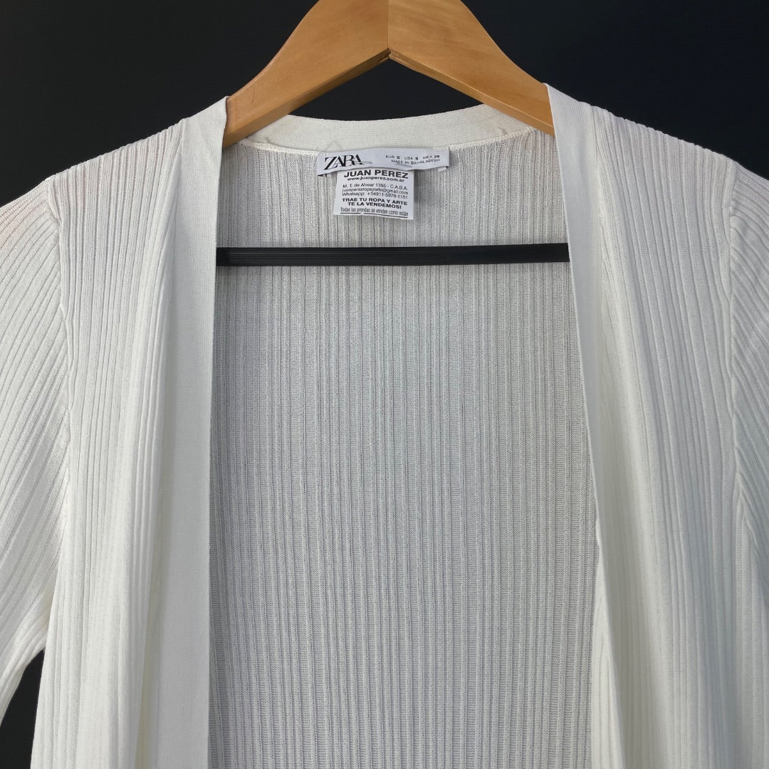ZARA Sweater Abierto Blanco Talle S
