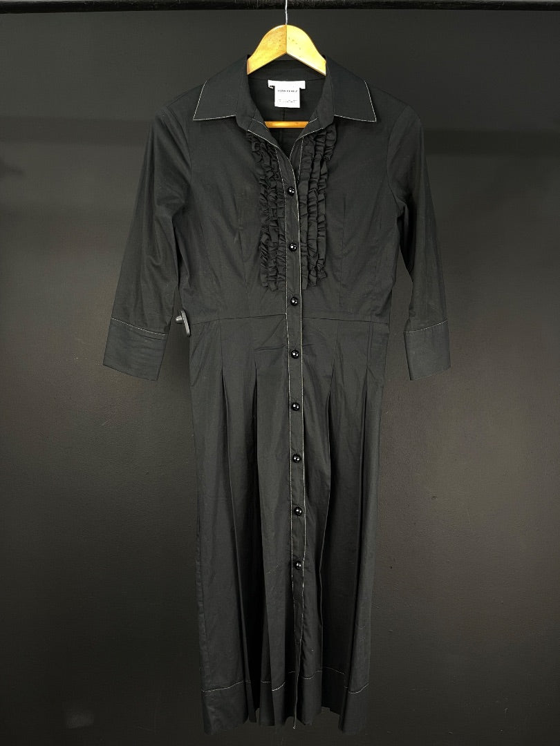 CACHAREL Vestido Manga 3/4 Negro Talle S