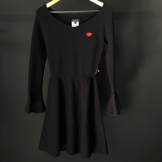 LAS OREIRO Vestido Manga Larga Negro Talle L