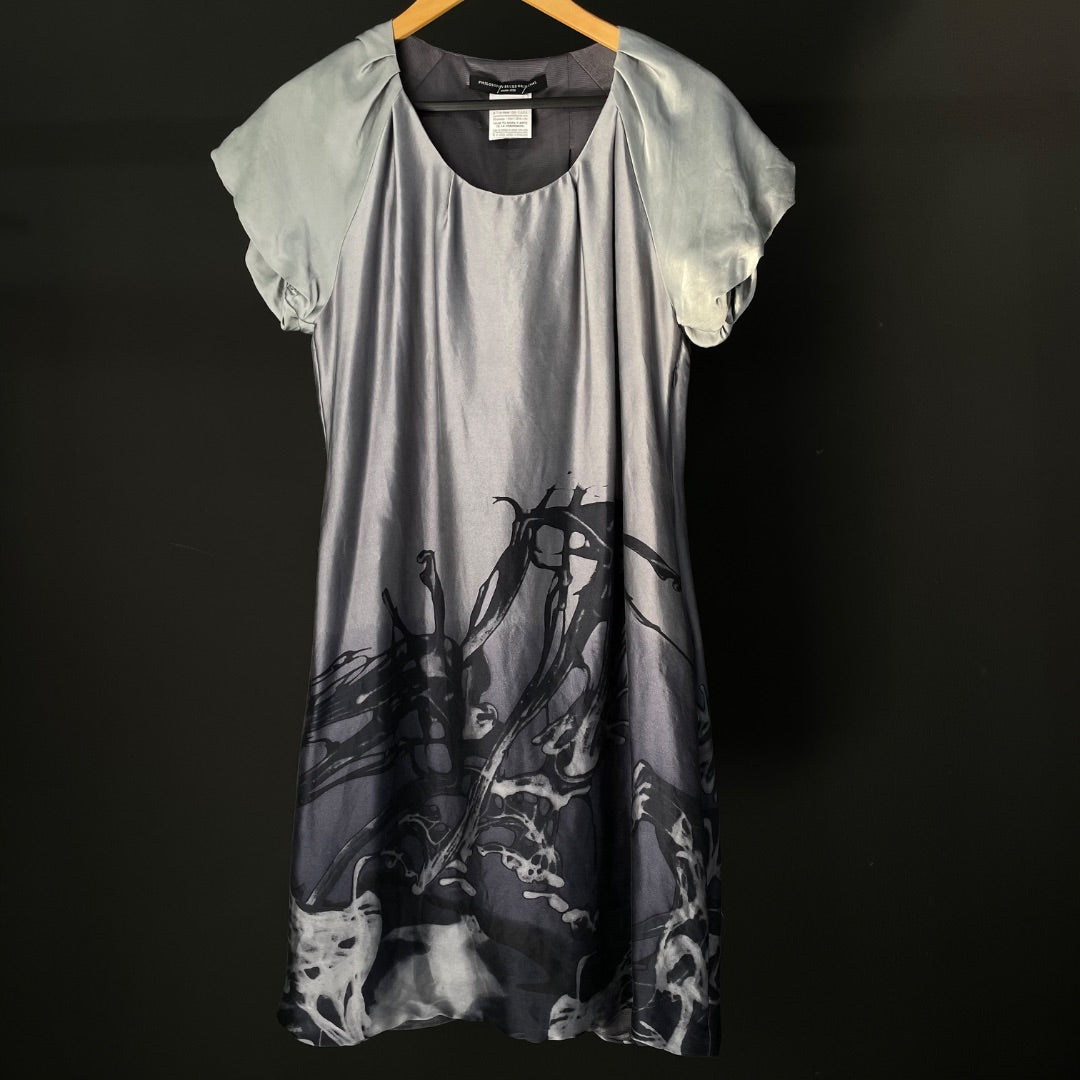 PHILOSOPHY BLUES ORIGINAL Vestido Manga Corta Gris Talle 42