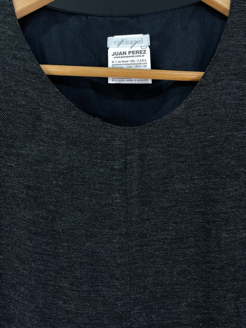 CACHAREL Vestido Manga 3/4 Gris Talle S