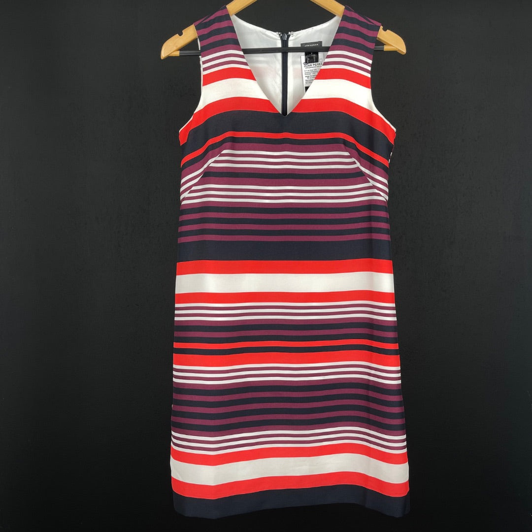 ANN TAYLOR Vestido Sin Manga Varios Rayado Talle 2