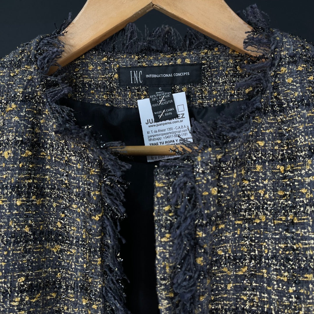 INC Saco Varios Negro y Dorado Talle S