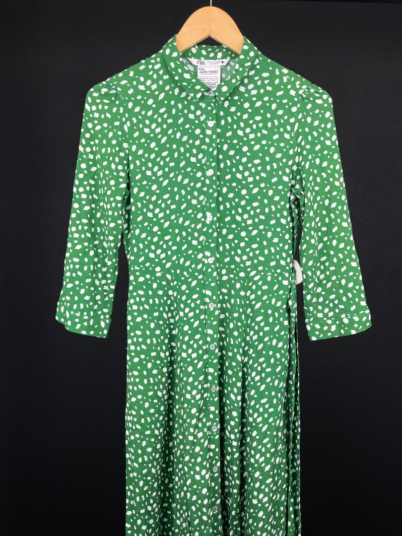 ZARA Vestido Manga 3/4 Varios  Estampado Talle XS