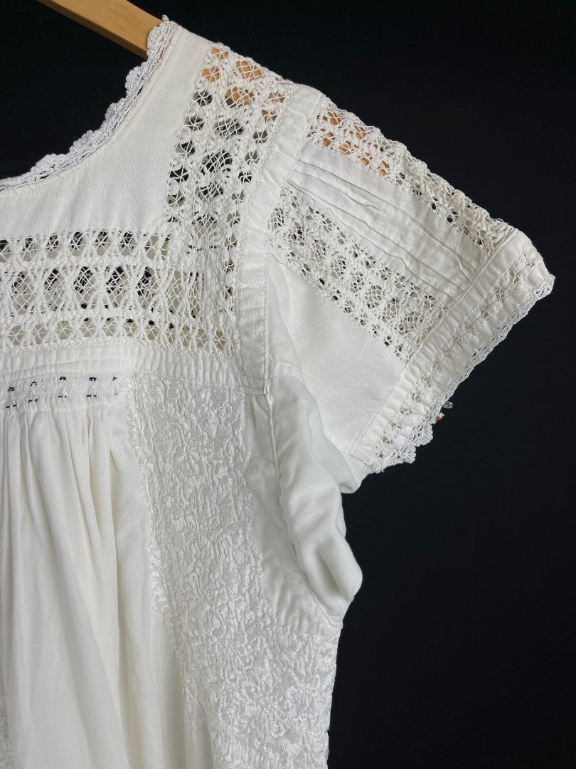 Vestido Manga Corta Blanco Talle M