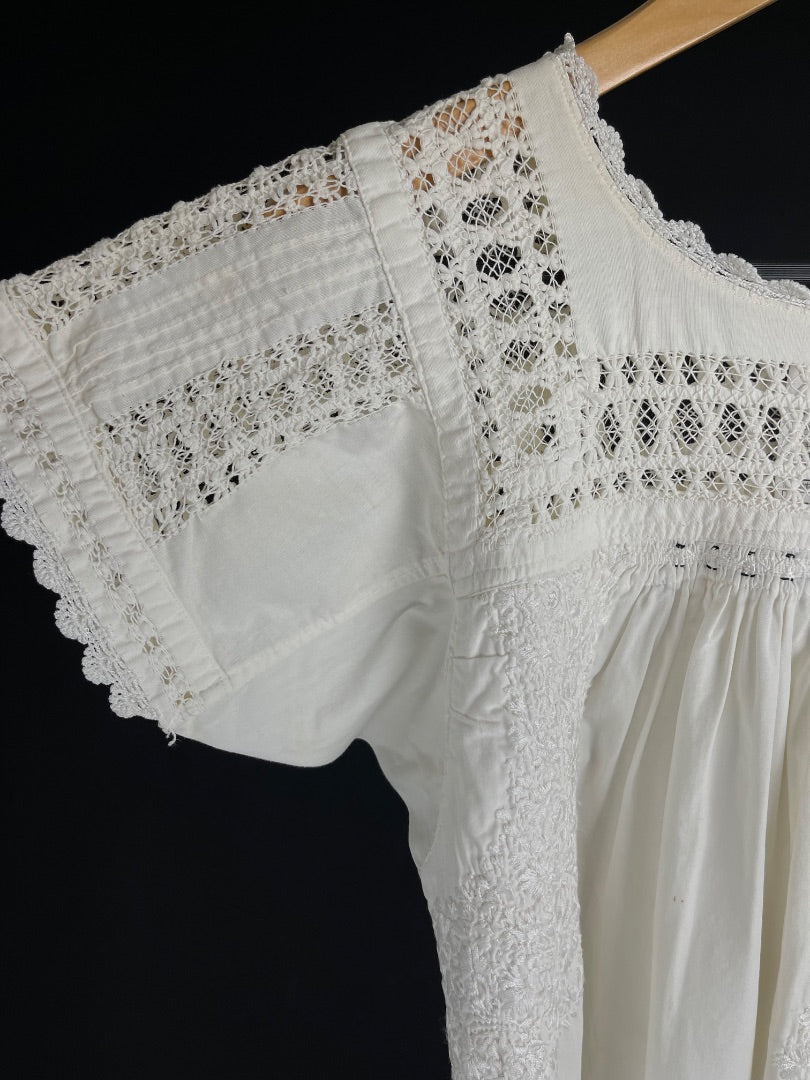 Vestido Manga Corta Blanco Talle M