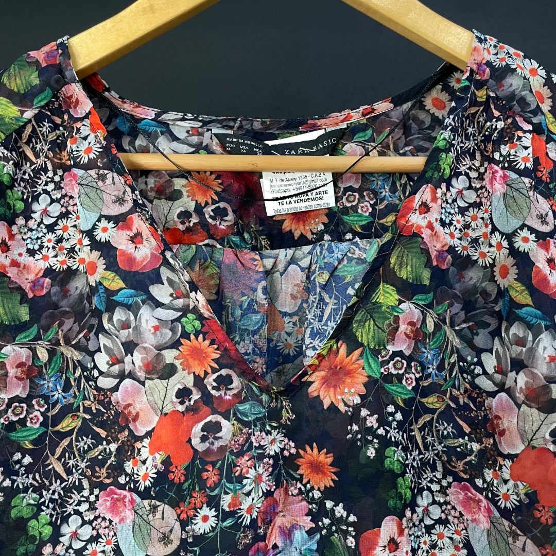 ZARA Blusa Varios Floral Talle XL