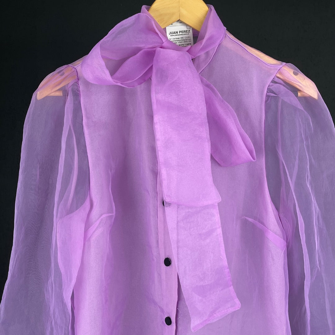 ZARA Blusa Manga Larga Violeta Talle M