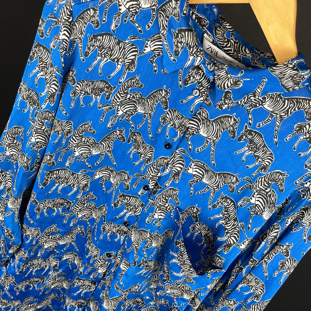 ZARA Camisa Manga Larga Varios  Estampado Talle L
