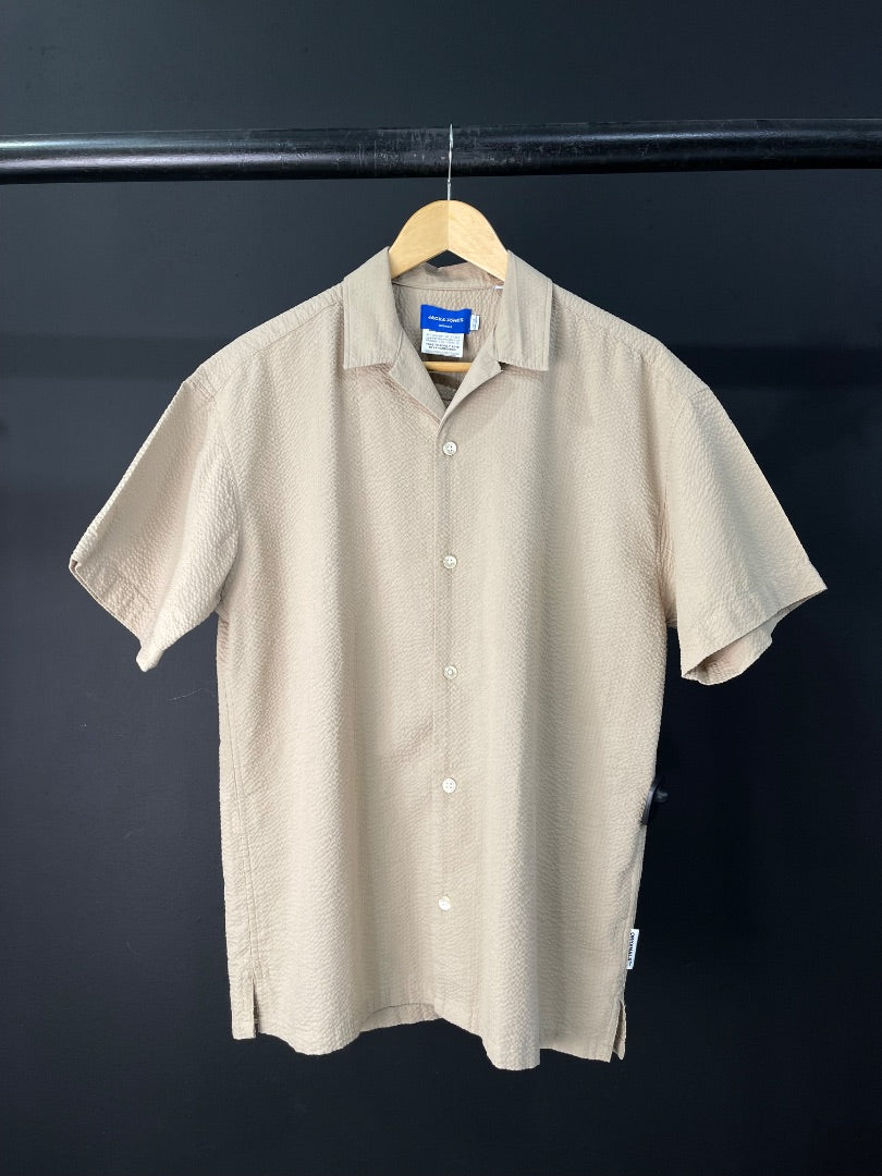 JACK & JONES Camisa Manga Corta Beige Talle M