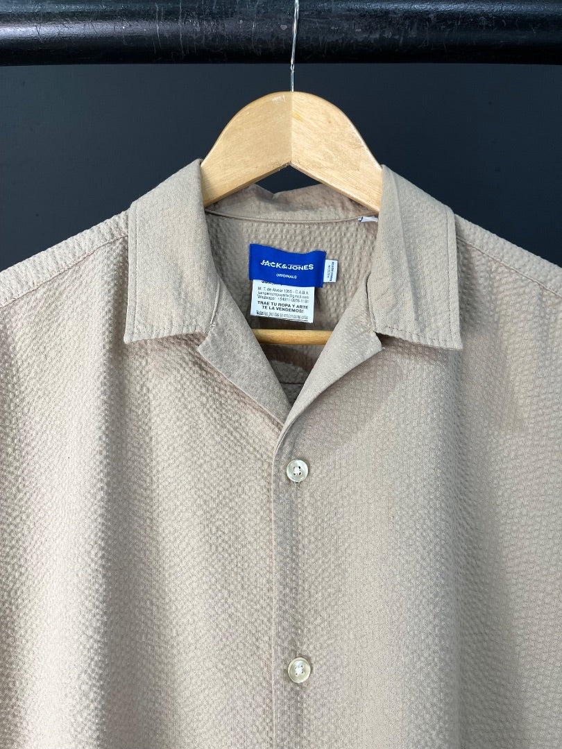 JACK & JONES Camisa Manga Corta Beige Talle M