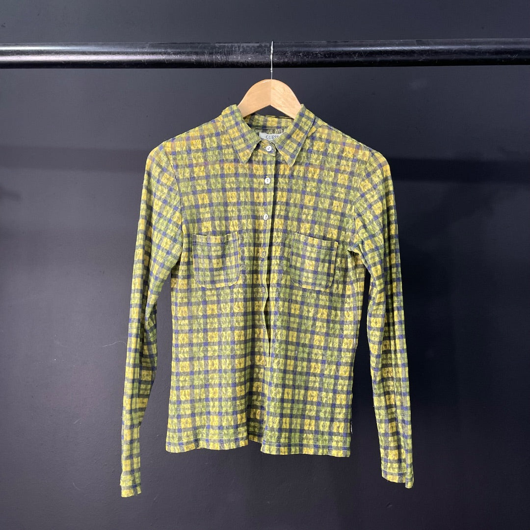 GUESS Camisa Manga Larga Varios Cuadros Talle L