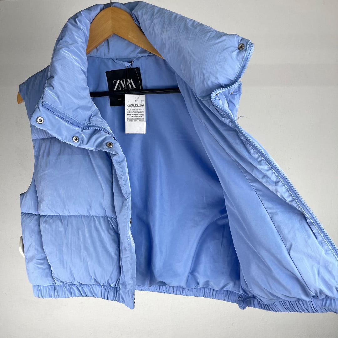 ZARA Chaleco Corto Celeste Talle M