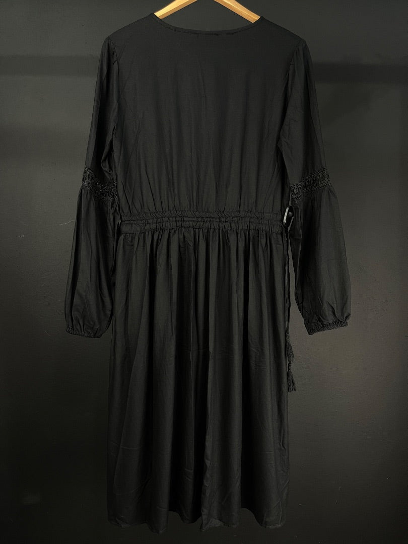 H&M Vestido Manga Larga Negro Talle 40