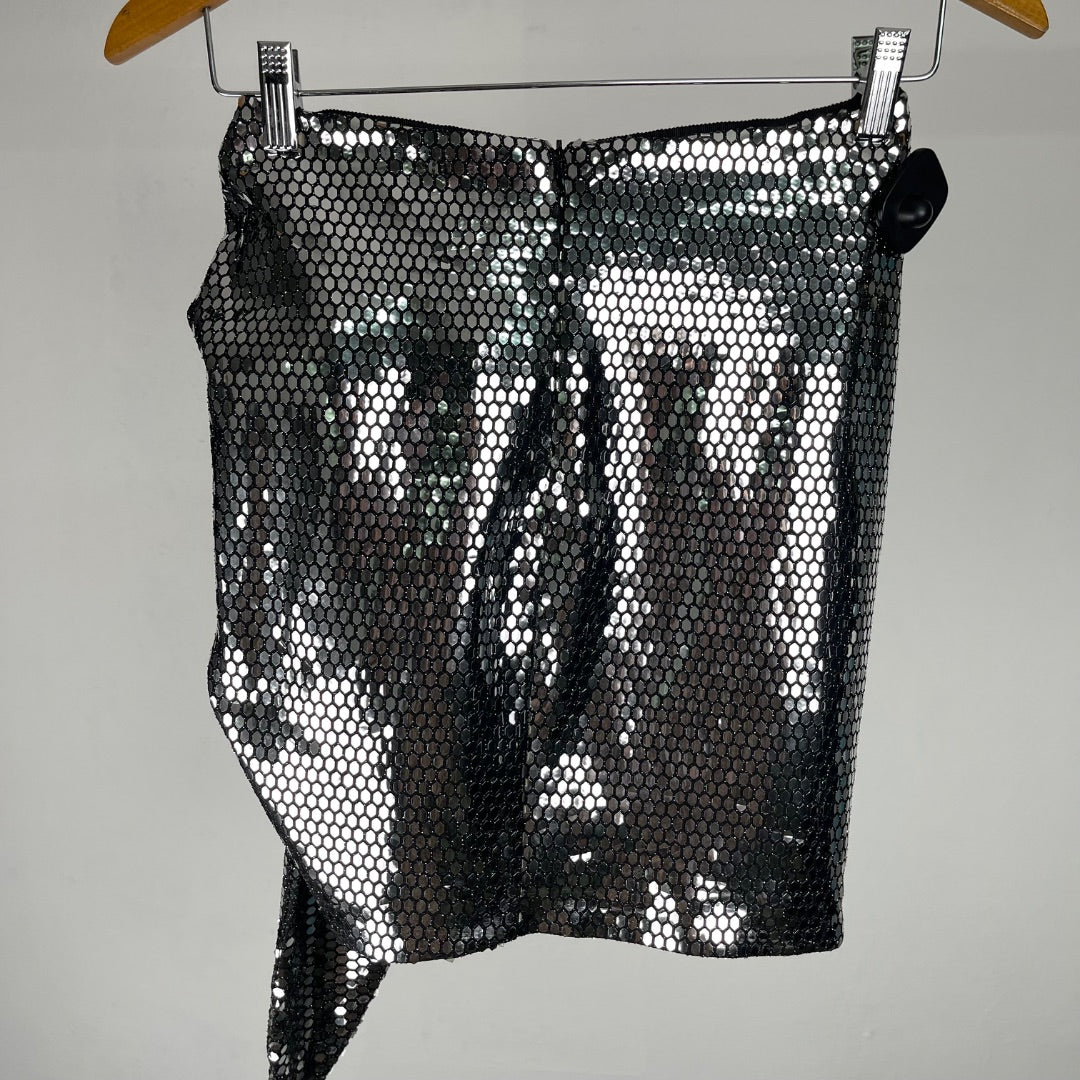 ZARA Pollera Mini Plateado Talle XS