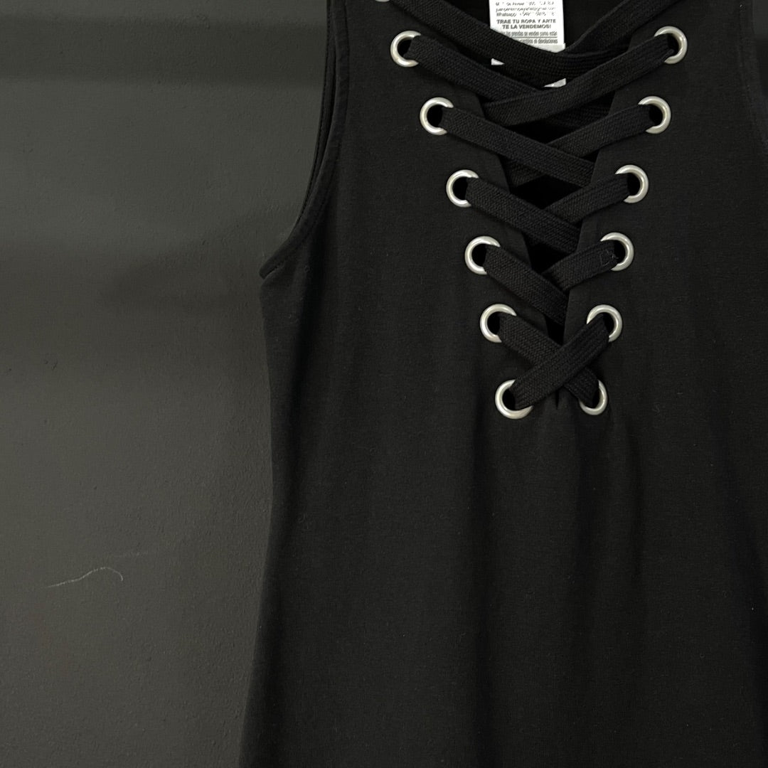 FOREVER Vestido Sin Manga Negro Talle S