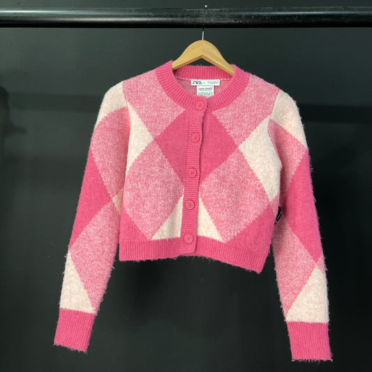 ZARA Sweater Abierto Rosa Talle S