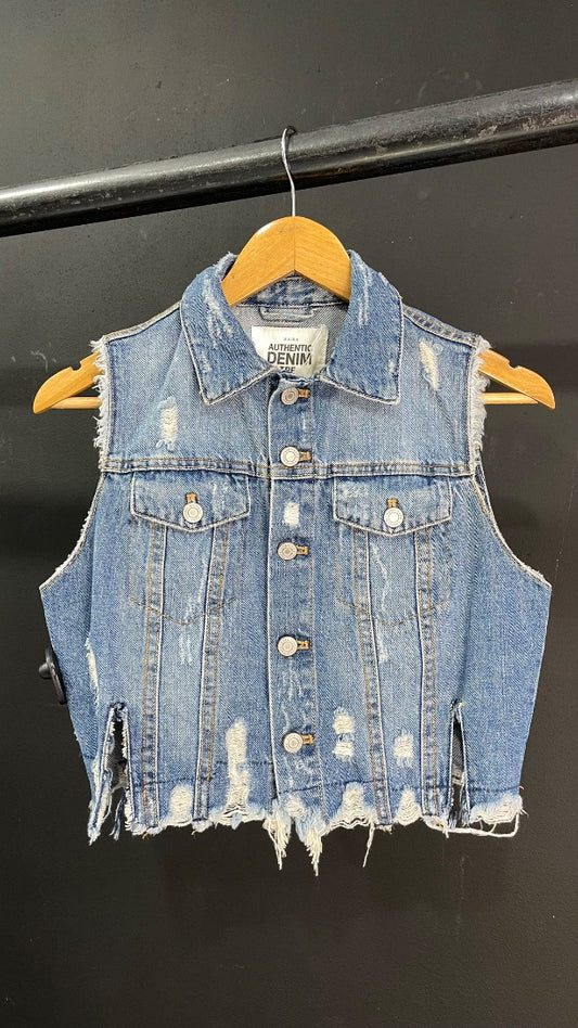 ZARA  Chaleco Corto  Azul  Talle S