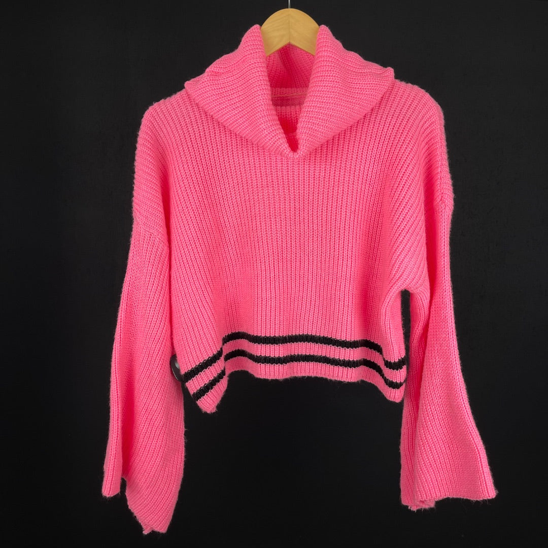 SIN MARCA Sweater Cuello Alto Fucsia Talle Unico
