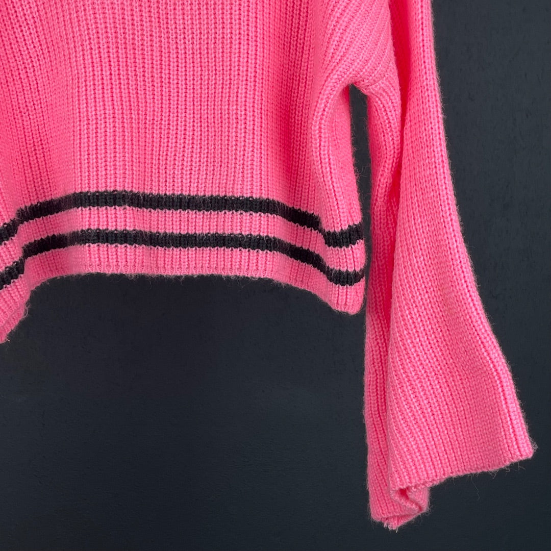 SIN MARCA Sweater Cuello Alto Fucsia Talle Unico