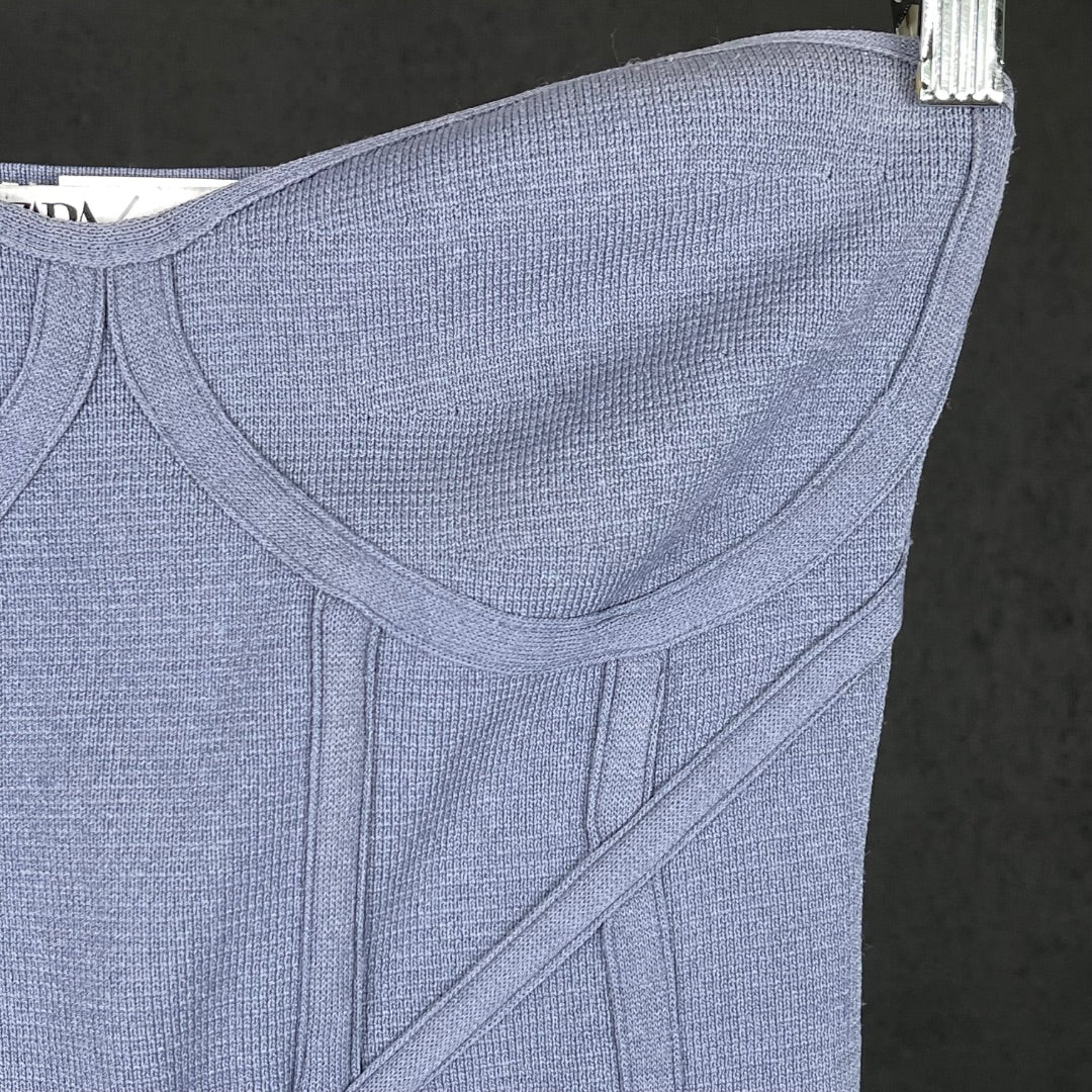 ZARA Top Strapless Celeste Talle S