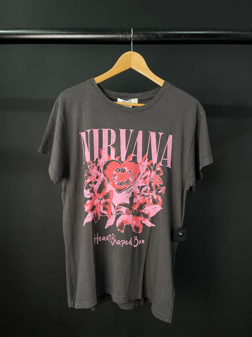 ANTHROPOLOGIE Remera Manga Corta Gris Talle M
