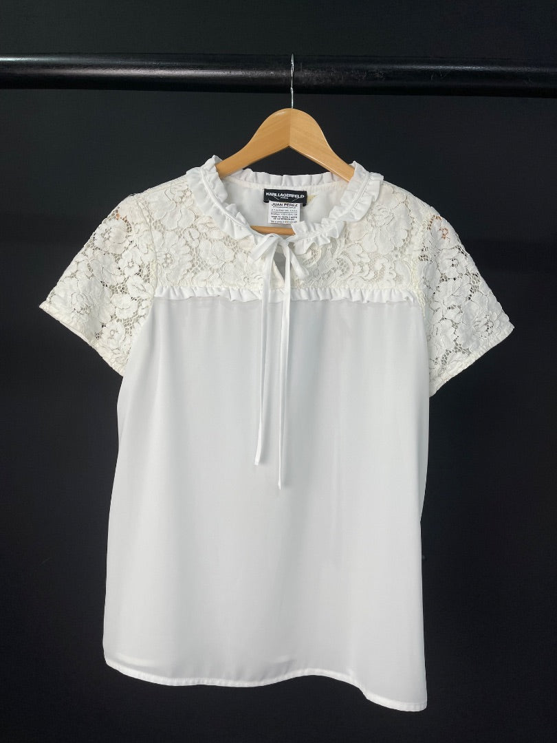 LAGERFELD  Blusa Manga Corta  Blanco  Talle M