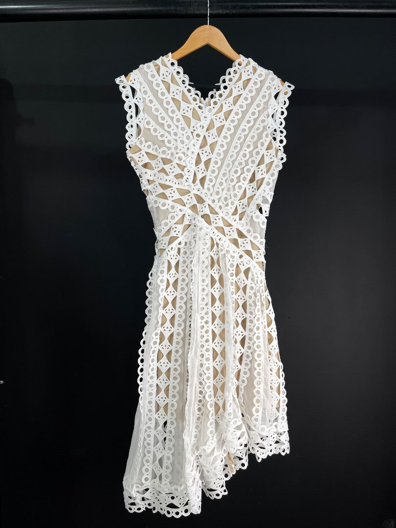 SIN MARCA Vestido Manga Corta Blanco Talle L