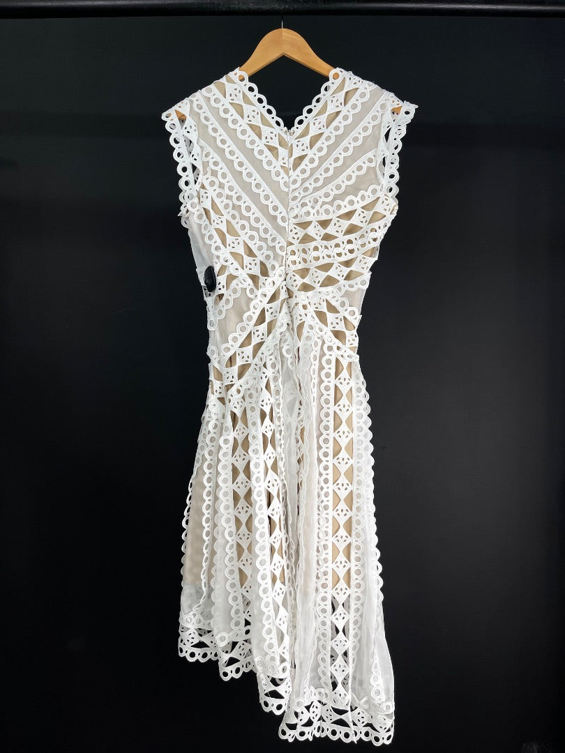 SIN MARCA Vestido Manga Corta Blanco Talle L