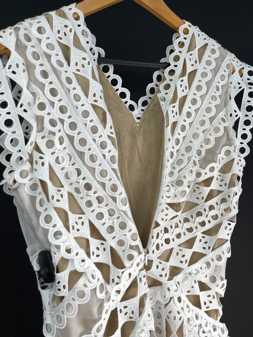 SIN MARCA Vestido Manga Corta Blanco Talle L
