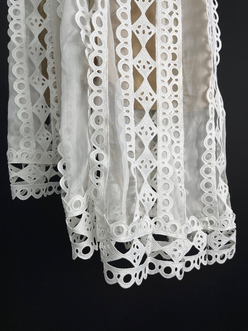 SIN MARCA Vestido Manga Corta Blanco Talle L