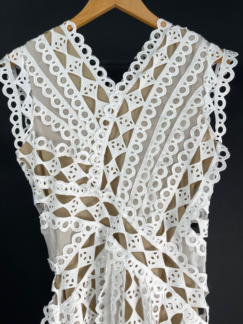 SIN MARCA Vestido Manga Corta Blanco Talle L