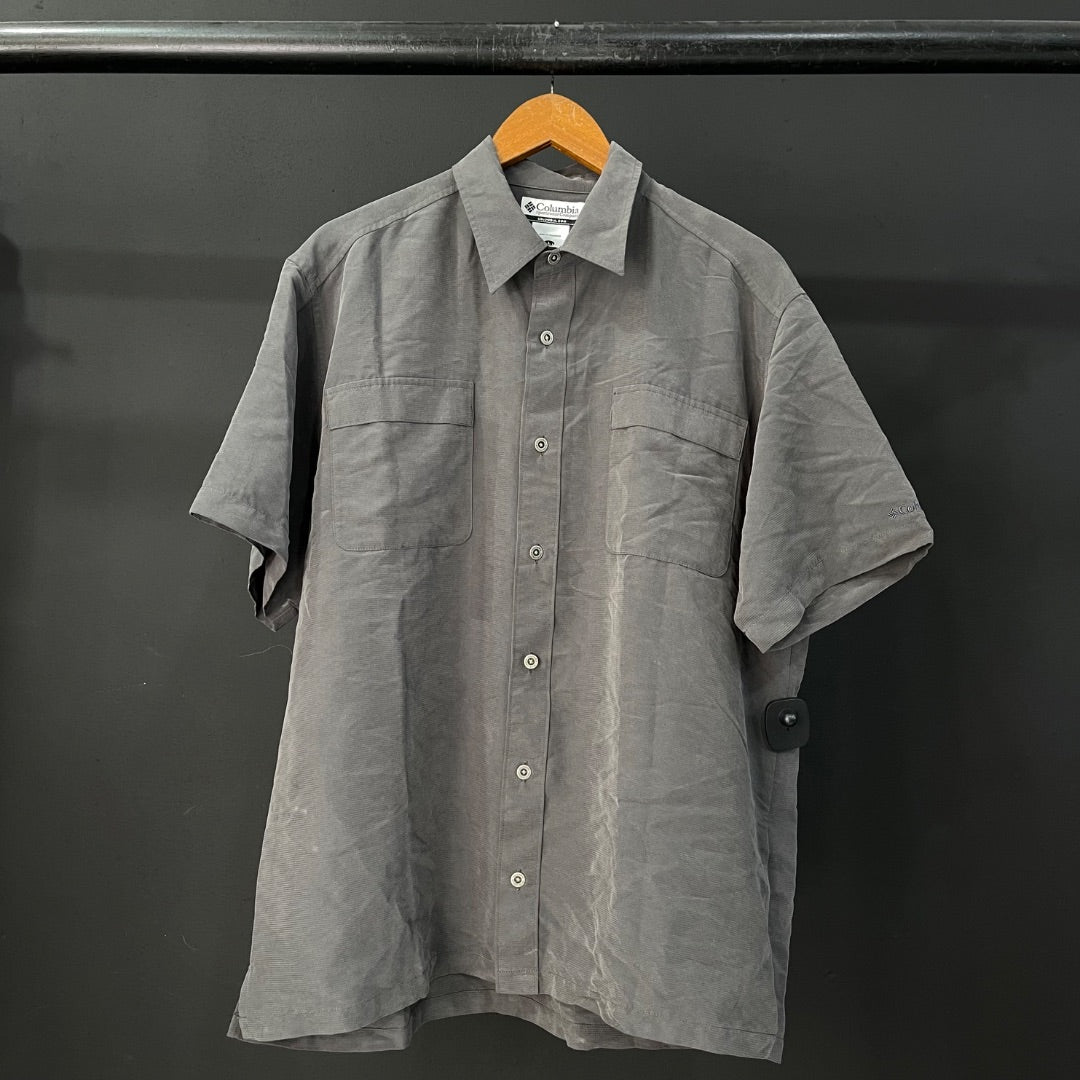 COLUMBIA Camisa Manga Corta Gris Talle L