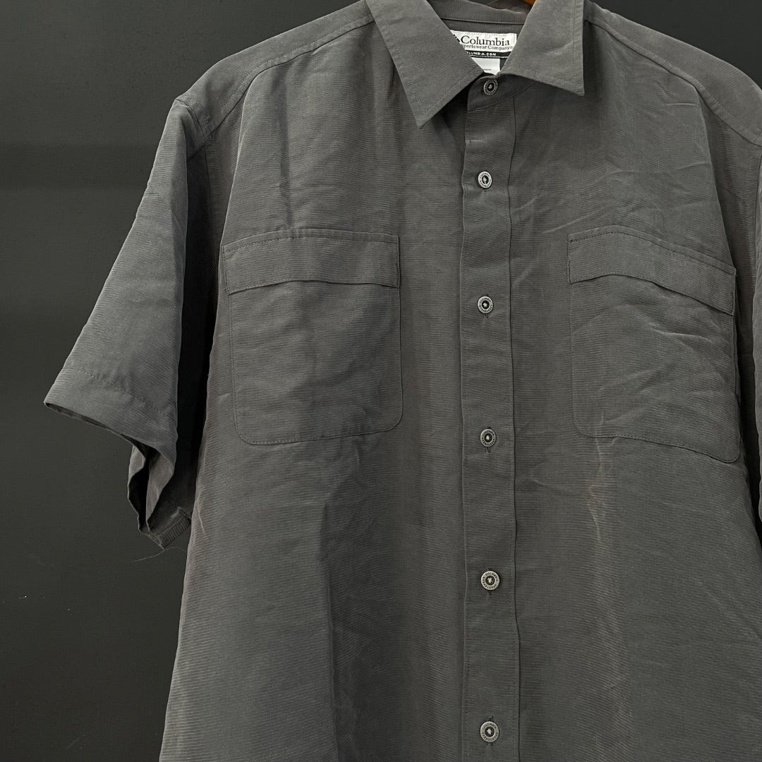 COLUMBIA Camisa Manga Corta Gris Talle L
